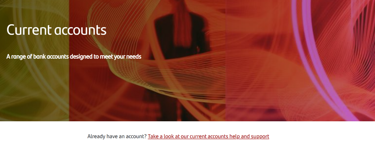 Screenshot of Santander Bank current account page